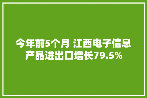 今年前5个月 江西电子信息产品进出口增长79.5%