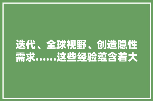 迭代、全球视野、创造隐性需求……这些经验蕴含着大年夜疆成功的秘密