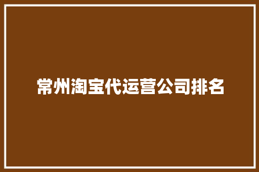 常州淘宝代运营公司排名