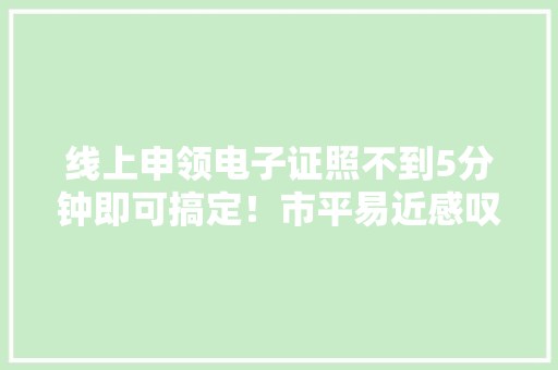 线上申领电子证照不到5分钟即可搞定！市平易近感叹：方便高效