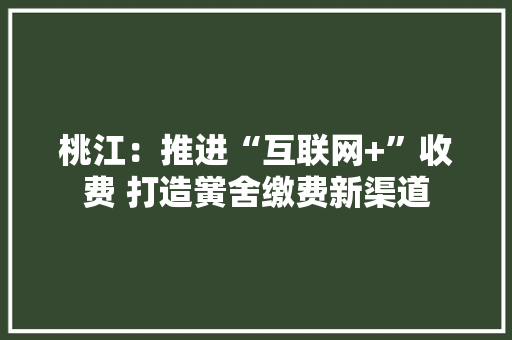 桃江：推进“互联网+”收费 打造黉舍缴费新渠道