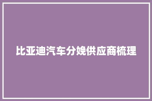 比亚迪汽车分娩供应商梳理