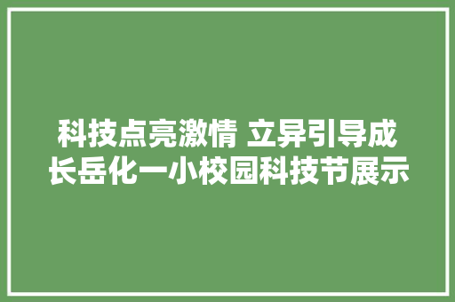 科技点亮激情 立异引导成长岳化一小校园科技节展示活动再掀高潮