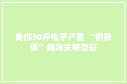 身绑30斤电子产品 “钢铁侠”闯海关被查获