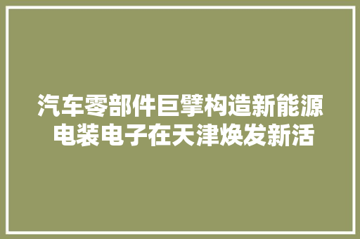 汽车零部件巨擘构造新能源 电装电子在天津焕发新活力