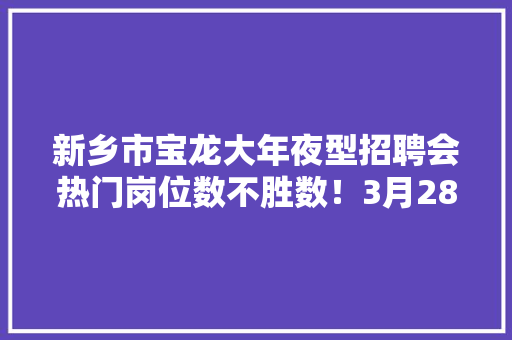 新乡市宝龙大年夜型招聘会热门岗位数不胜数！3月28日盛大开启
