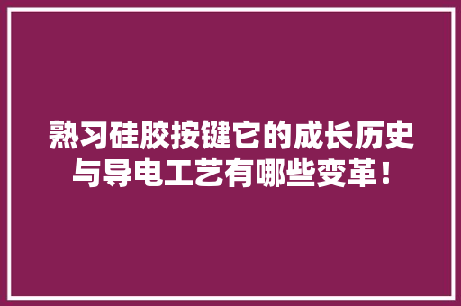熟习硅胶按键它的成长历史与导电工艺有哪些变革！