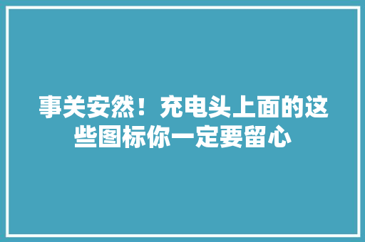 事关安然！充电头上面的这些图标你一定要留心
