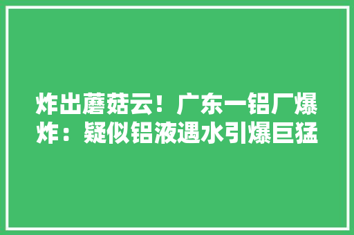 炸出蘑菇云！广东一铝厂爆炸：疑似铝液遇水引爆巨猛威力何来？