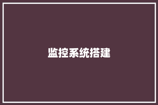 监控系统搭建 监控系统搭建 人工智能