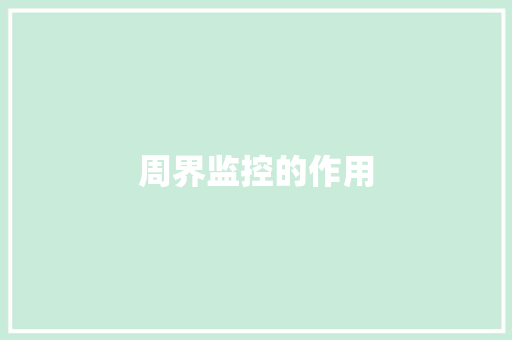 周界监控的作用