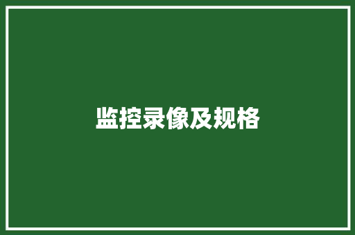 监控录像及规格 监控录像及规格 人工智能