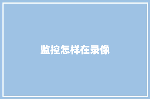 监控怎样在录像