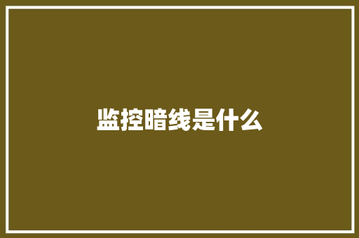 监控暗线是什么