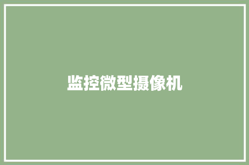 监控微型摄像机