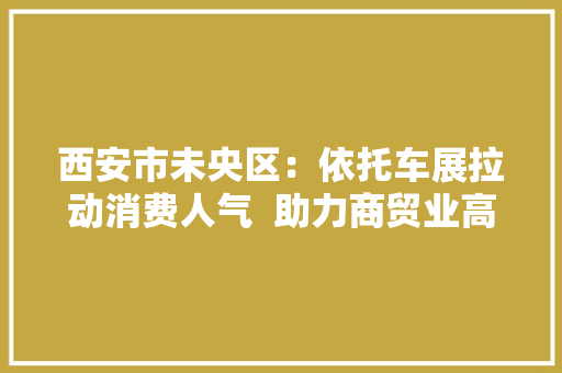 西安市未央区：依托车展拉动消费人气  助力商贸业高质量成长