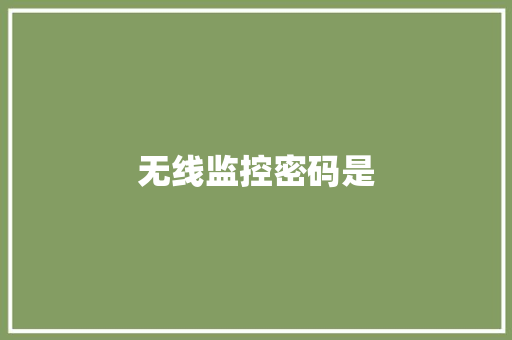 无线监控密码是
