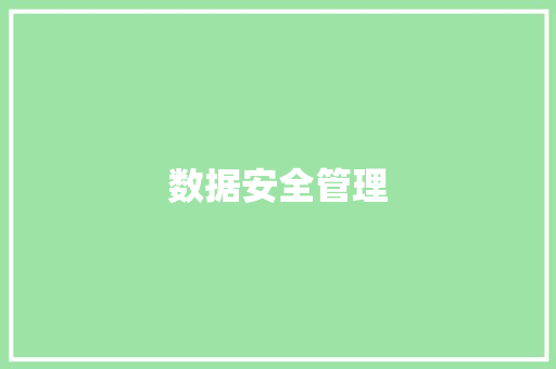 数据安全管理