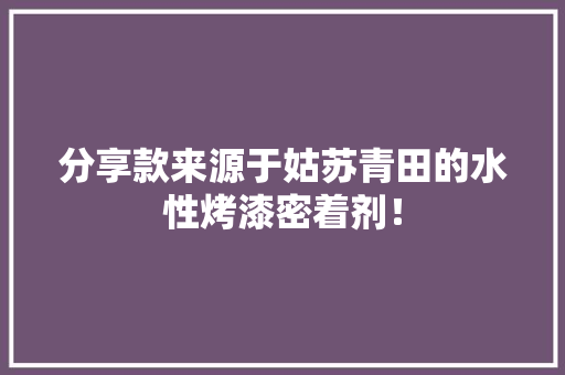 分享款来源于姑苏青田的水性烤漆密着剂！