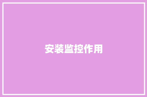 安装监控作用