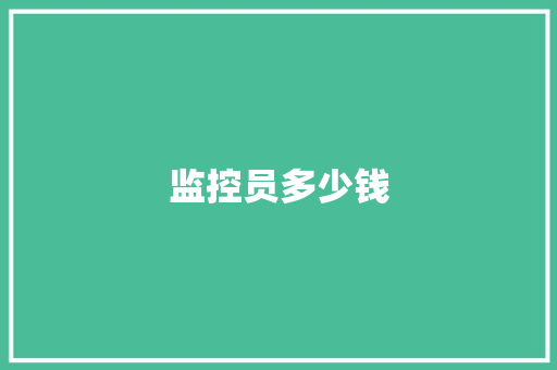 监控员多少钱