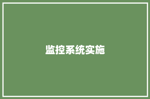 监控系统实施