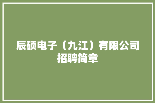 辰硕电子（九江）有限公司招聘简章