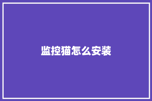 监控猫怎么安装