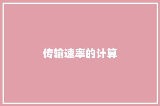 传输速率的计算,速率和速度的区别。