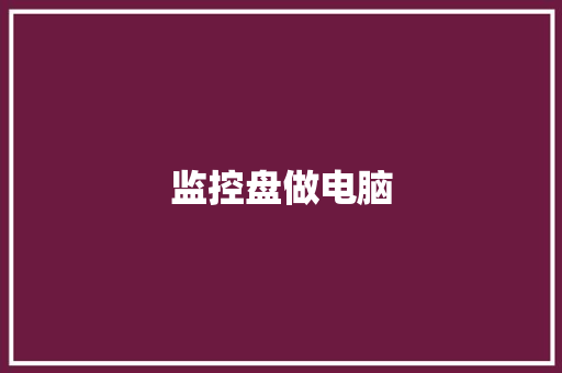 监控盘做电脑