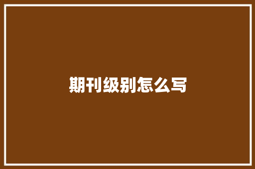 期刊级别怎么写