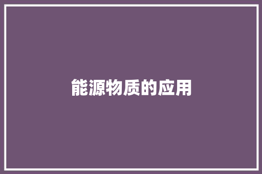 能源物质的应用,物质是什么意思。