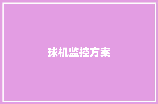 球机监控方案