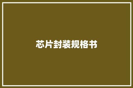 芯片封装规格书