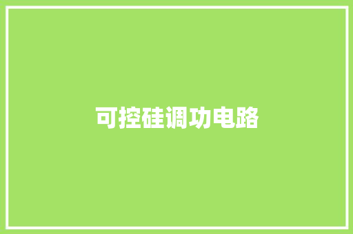 可控硅调功电路,可控硅调功器。