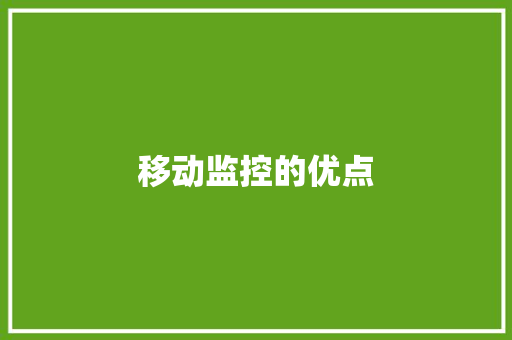 移动监控的优点