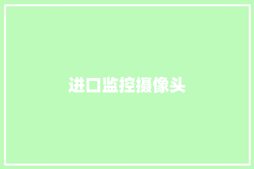 进口监控摄像头
