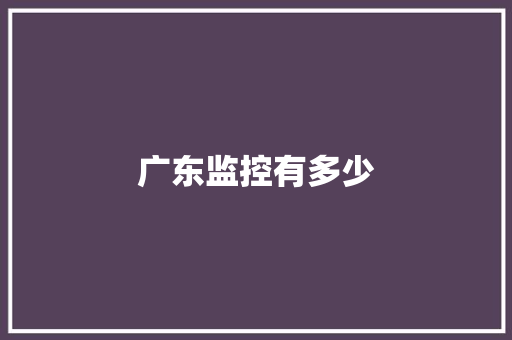 广东监控有多少