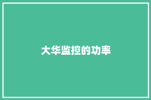 大华监控的功率