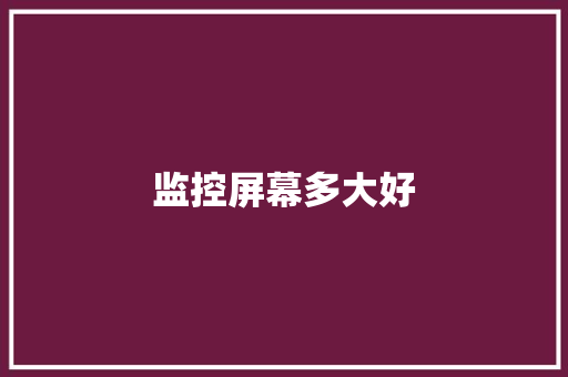 监控屏幕多大好 监控屏幕多大好 人工智能
