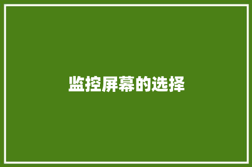 监控屏幕的选择