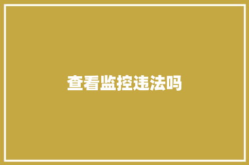 查看监控违法吗