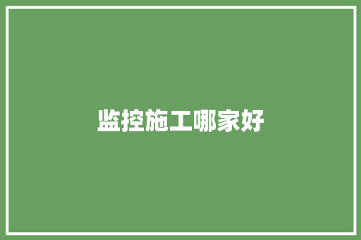 监控施工哪家好