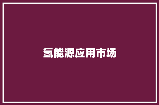 氢能源应用市场