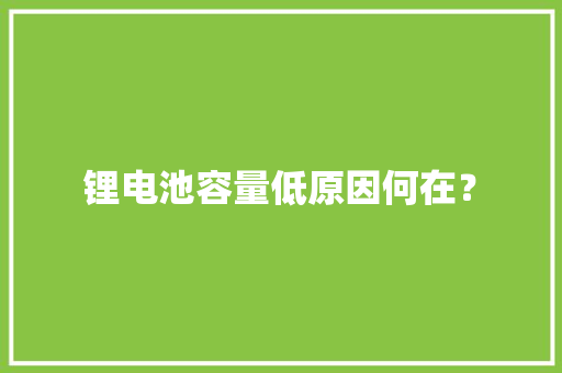 锂电池容量低原因何在？