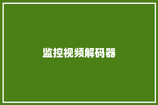 监控视频解码器