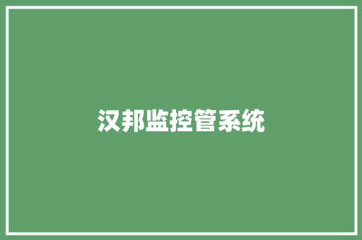 汉邦监控管系统
