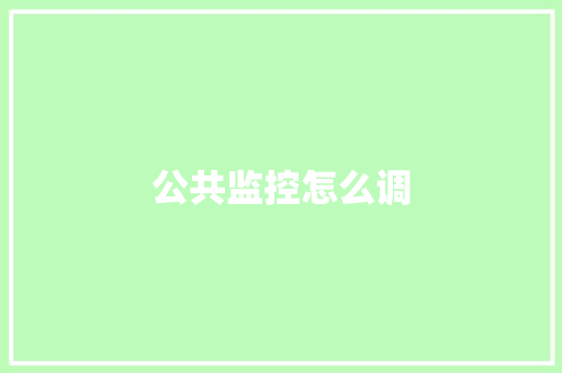 公共监控怎么调 公共监控怎么调 智能家居