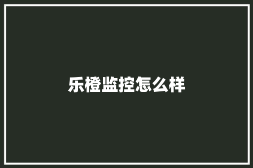 乐橙监控怎么样
