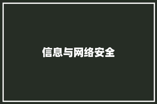 信息与网络安全